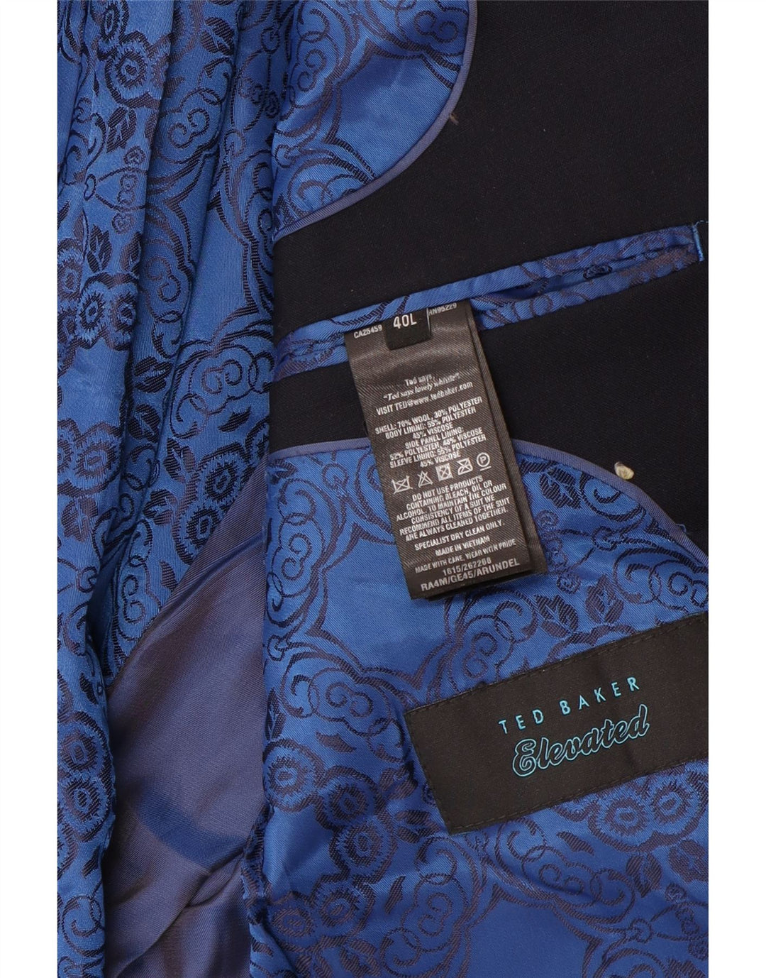 Ted Baker Herren-Blazer mit 2 Knöpfen, US 40, große marineblaue Wolle