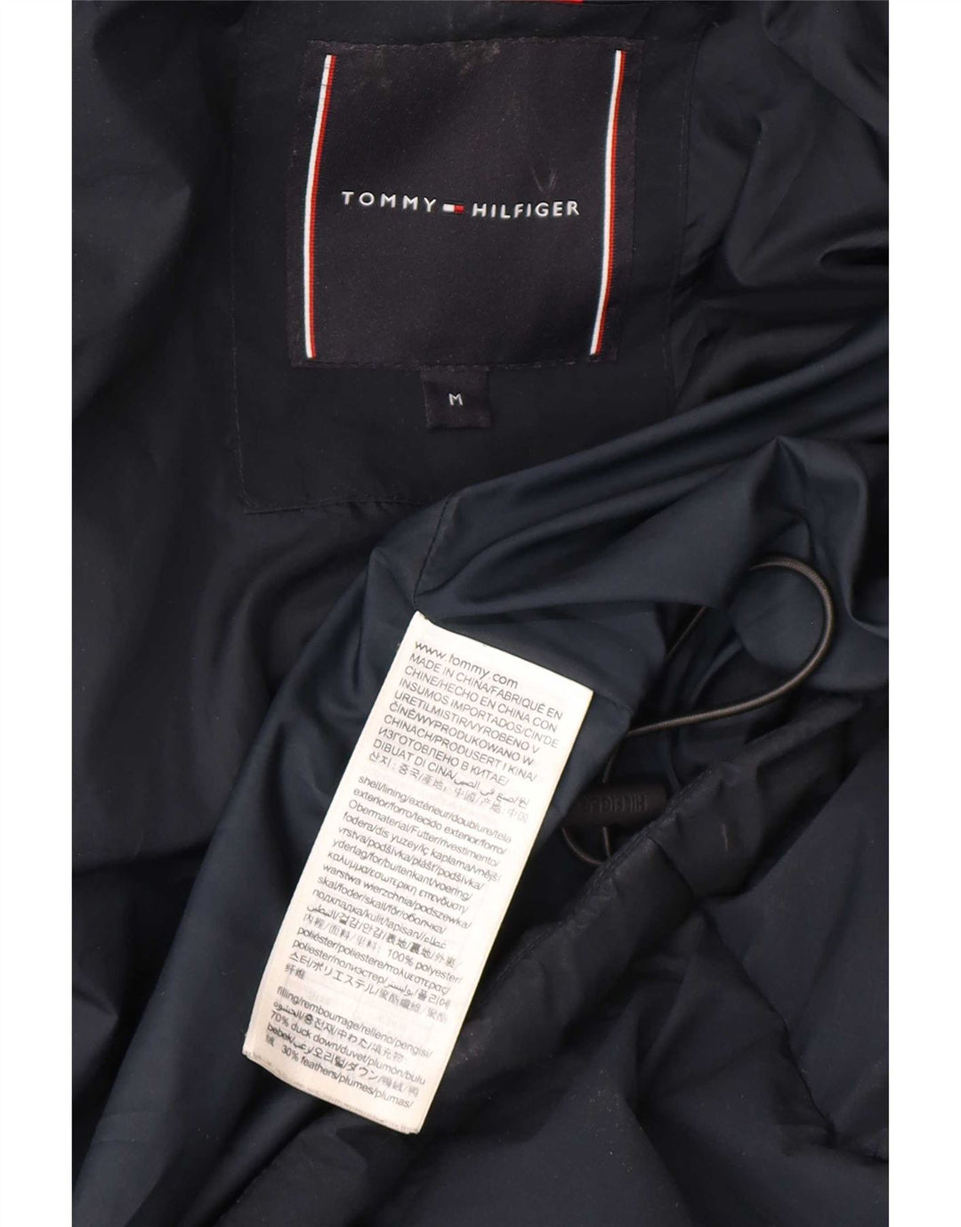 Tommy Hilfiger Herren-Jacke mit Kapuze, gepolstert, UK 38, mittelmarineblau, Polyester
