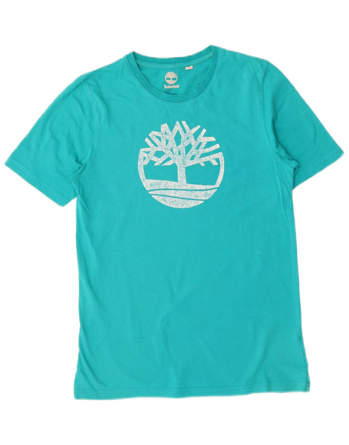 TIMBERLAND Herren Grafik-T-Shirt-Oberteil aus mittelblauer Baumwolle