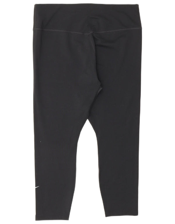 NIKE Womens Dri Fit Capri Leggings UK 14 Large Schwarz Polyester
