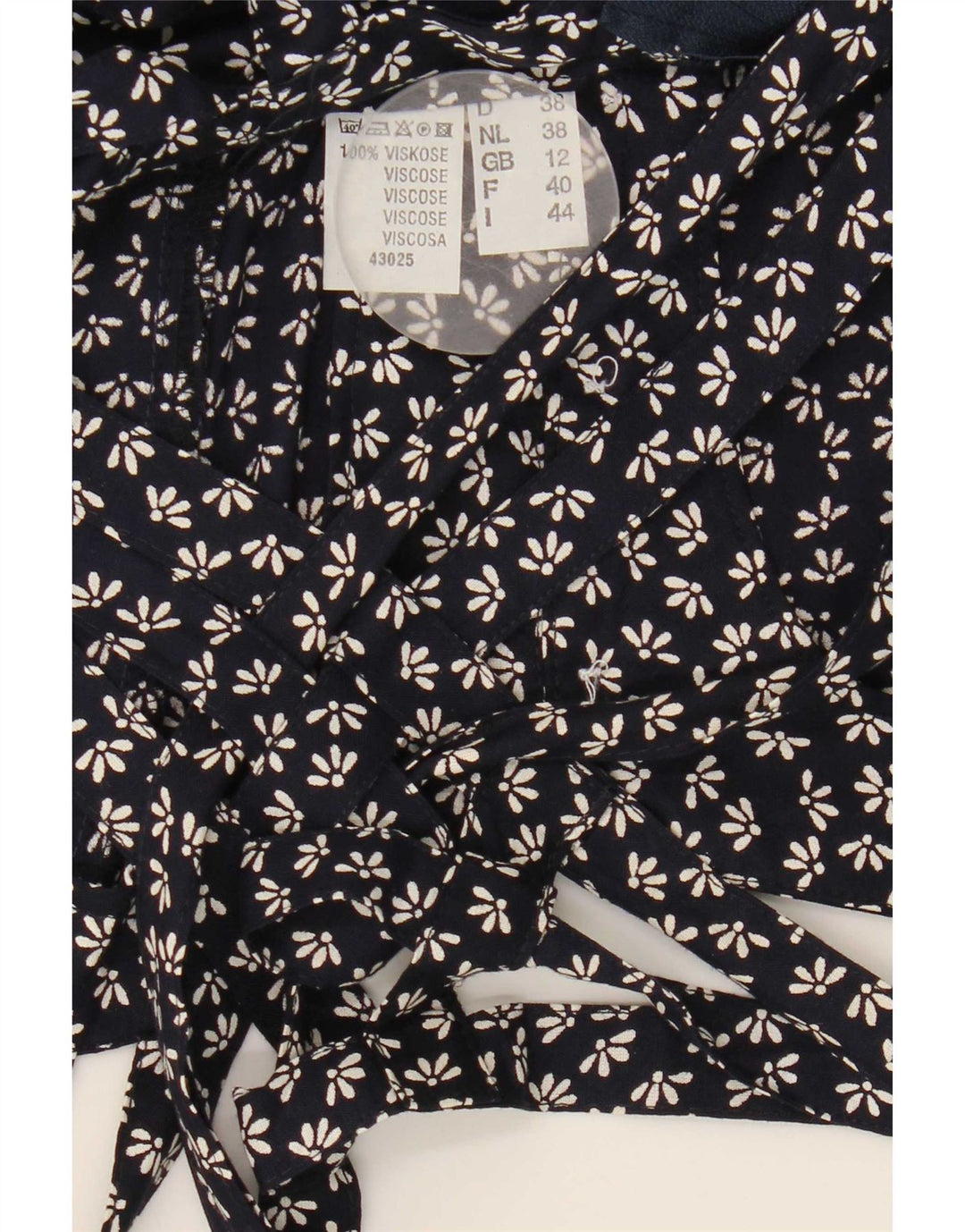Vintage Damen Sonnenkleid UK 12 Medium Marineblau Blumen Viskose