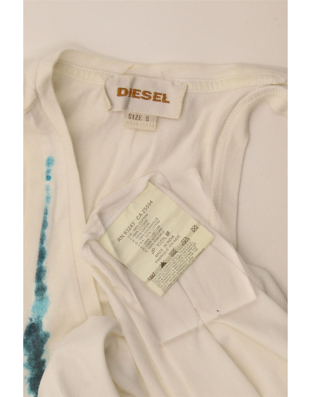 Diesel Damen Weste Top UK 10 Small Weiße Baumwolle