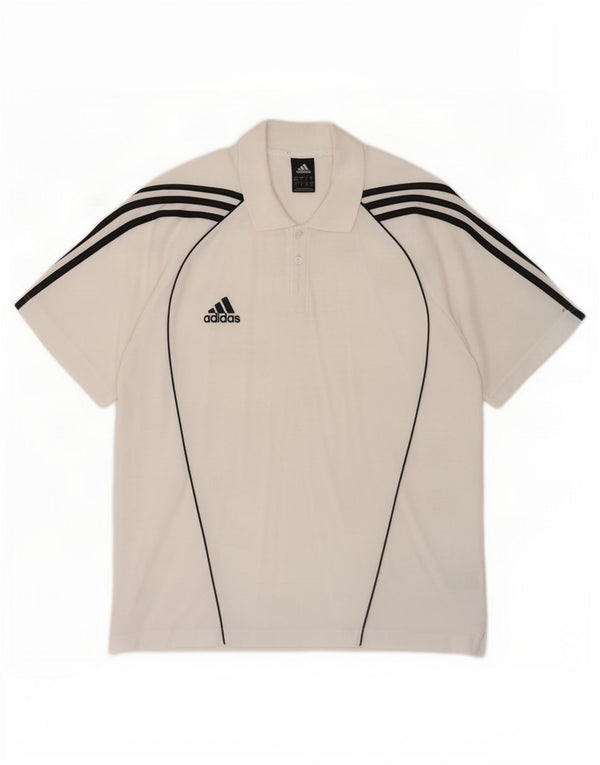 Adidas Mens Polo Shirt UK 44/46 Large White Polyester
