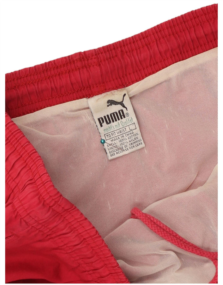 Puma Herren-Sportshorts, groß, rote geometrische Baumwolle