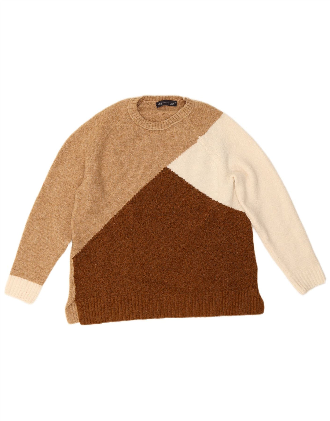 Marks & Spencer Damen Pullover mit Rundhalsausschnitt, UK 12, Mittelbraun