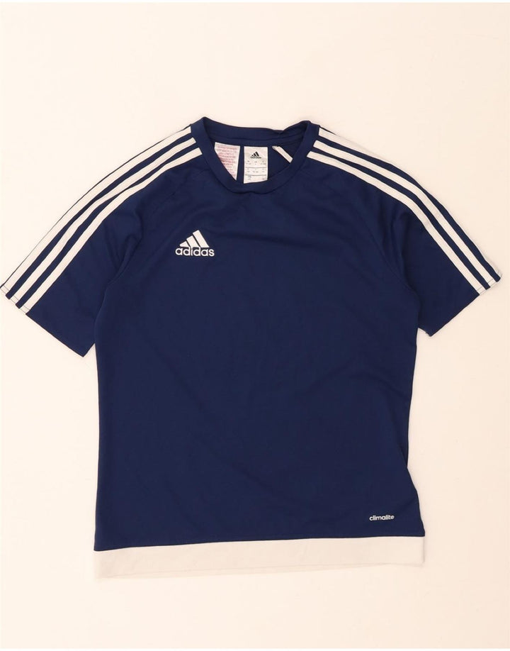 ADIDAS Boys Climalite T-Shirt Top 13-14 Years Navy Blue Polyester