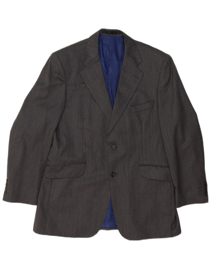 Marks & Spencer Herren-Blazer mit 2 Knöpfen, Gr. 42, Grau, Wolle mit Nadelstreifen