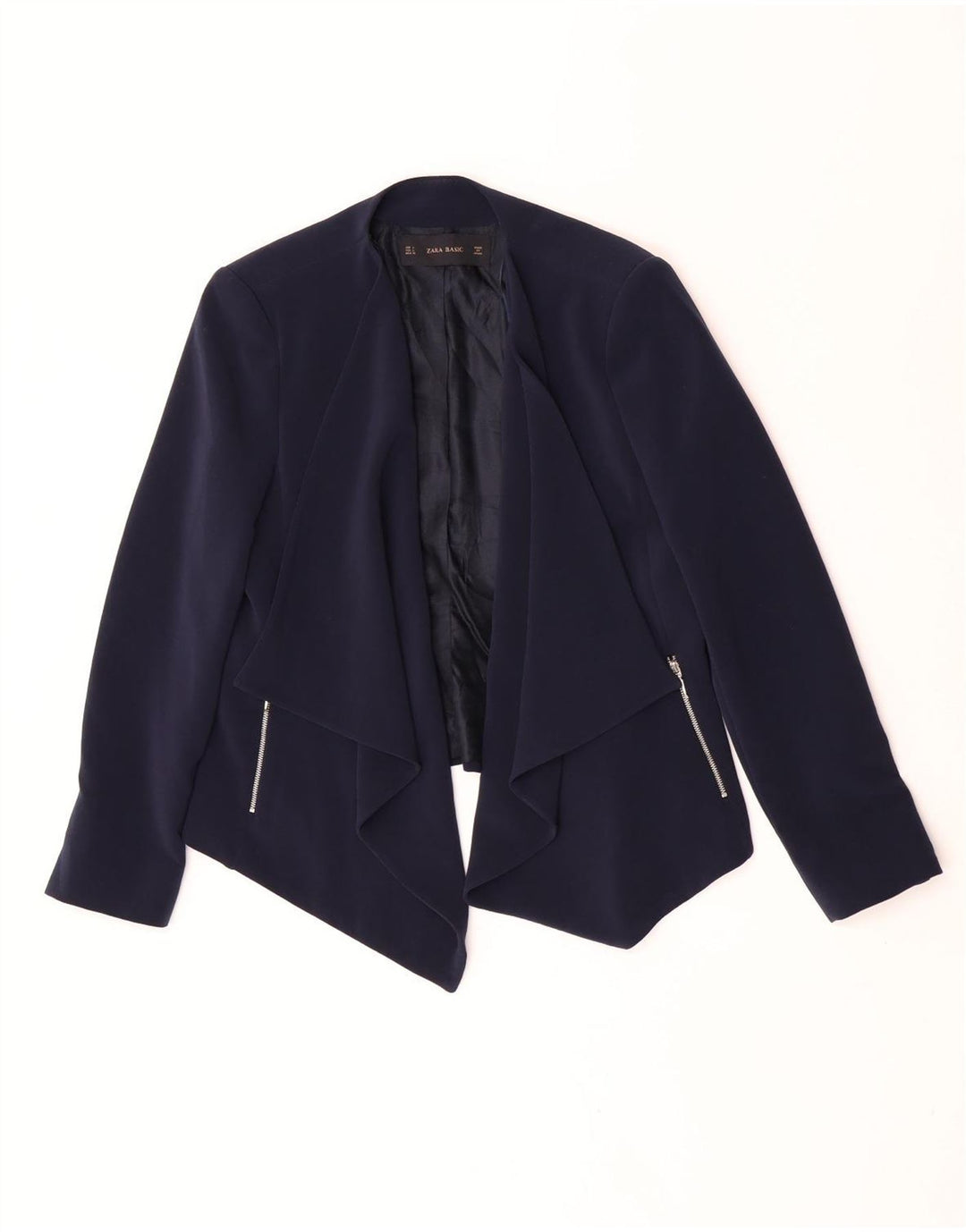 Offene Blazerjacke für Damen von Zara, UK 14, Größe L, Marineblau, Polyester