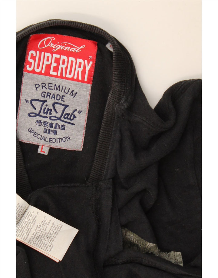 Superdry Herren-T-Shirt mit Grafik, Größe L, aus schwarzer Baumwolle