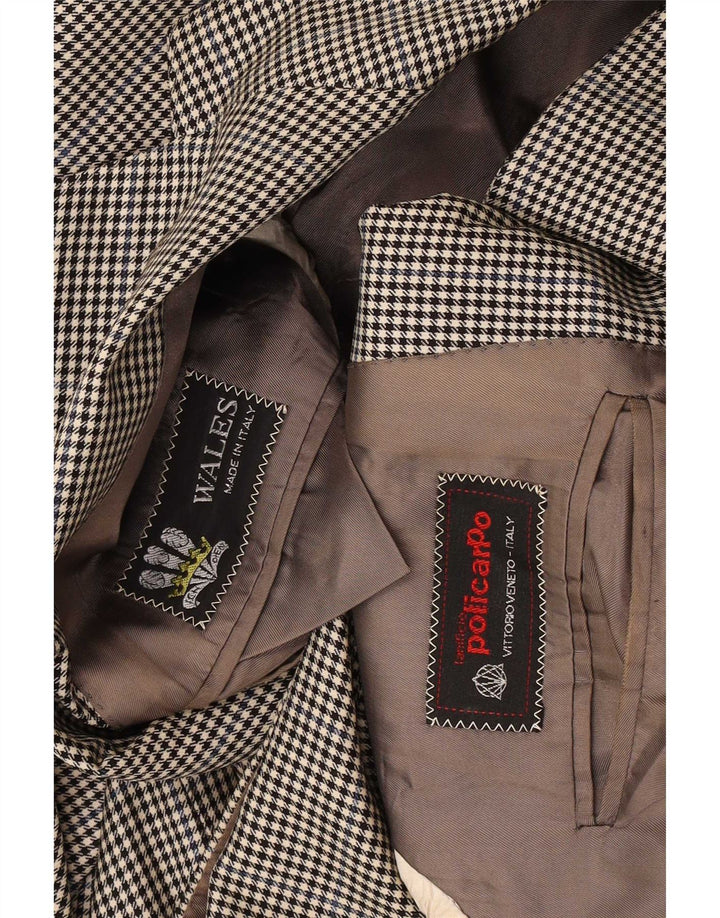 Policarpo Herren-Blazer mit 2 Knöpfen, UK 38, Mittelgrau mit Hahnentrittmuster