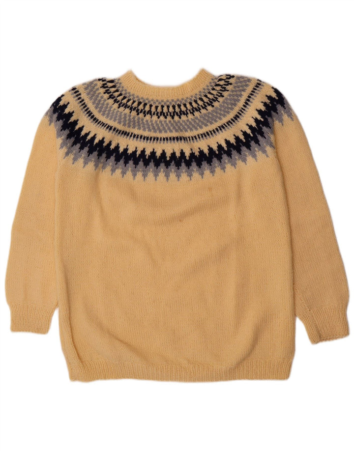 Vintage Herren Pullover mit Rundhalsausschnitt, Mittelgelb, Fair Isle