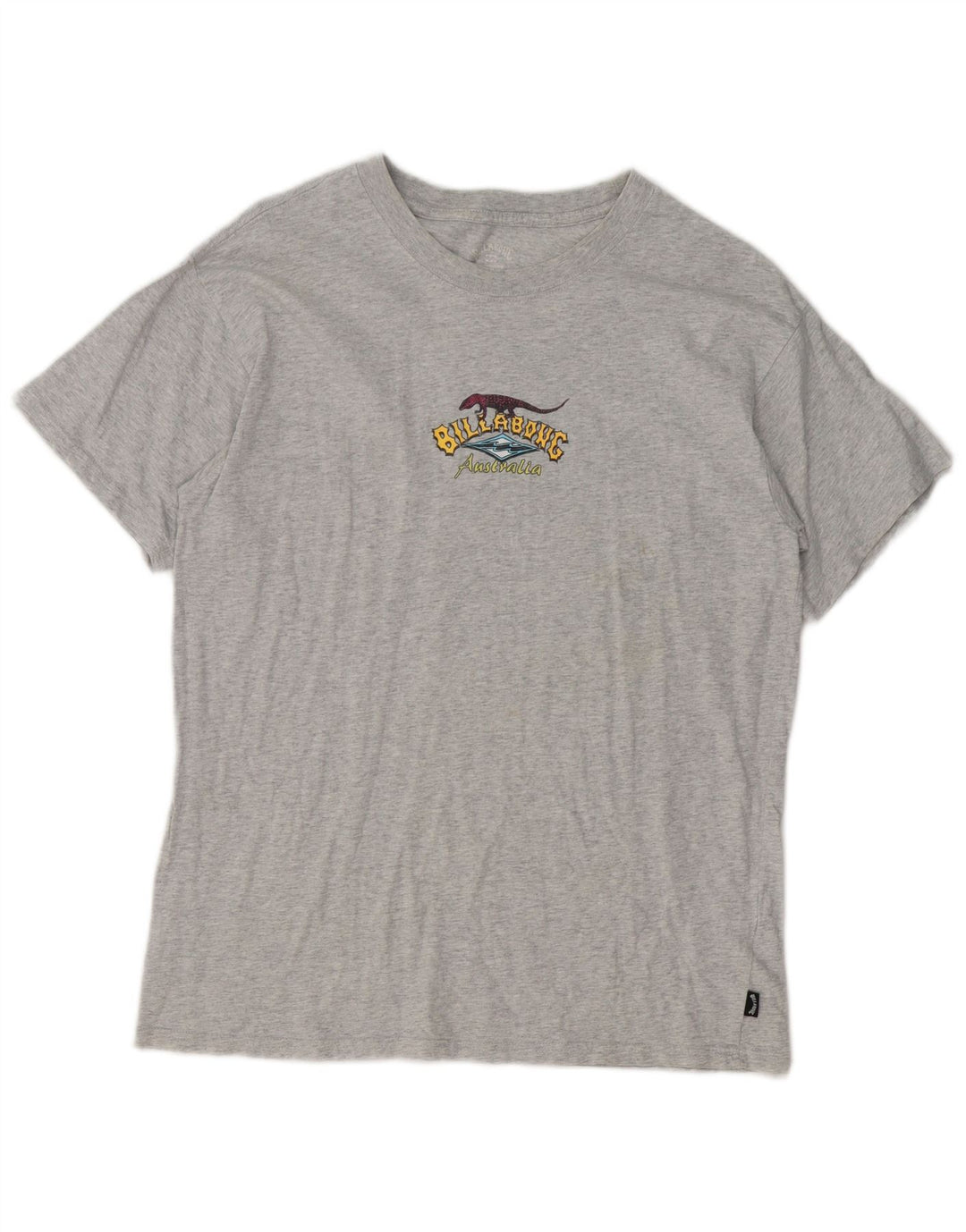 Billabong Herren Grafik-T-Shirt-Oberteil aus mittelgrau gesprenkelter Baumwolle