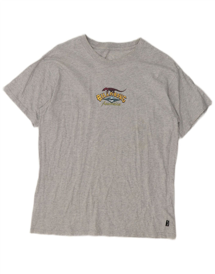Billabong Herren Grafik-T-Shirt-Oberteil aus mittelgrau gesprenkelter Baumwolle