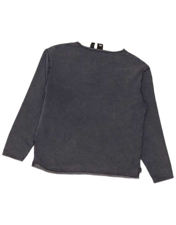 Quiksilver Damen-Sweatshirt-Pullover UK 14 Mittelmarineblaue Baumwolle