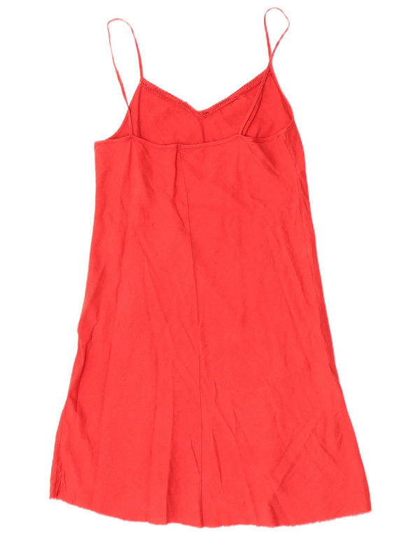 Vintage Damen Slip-Kleid UK 12 Mittelrotes Leinen