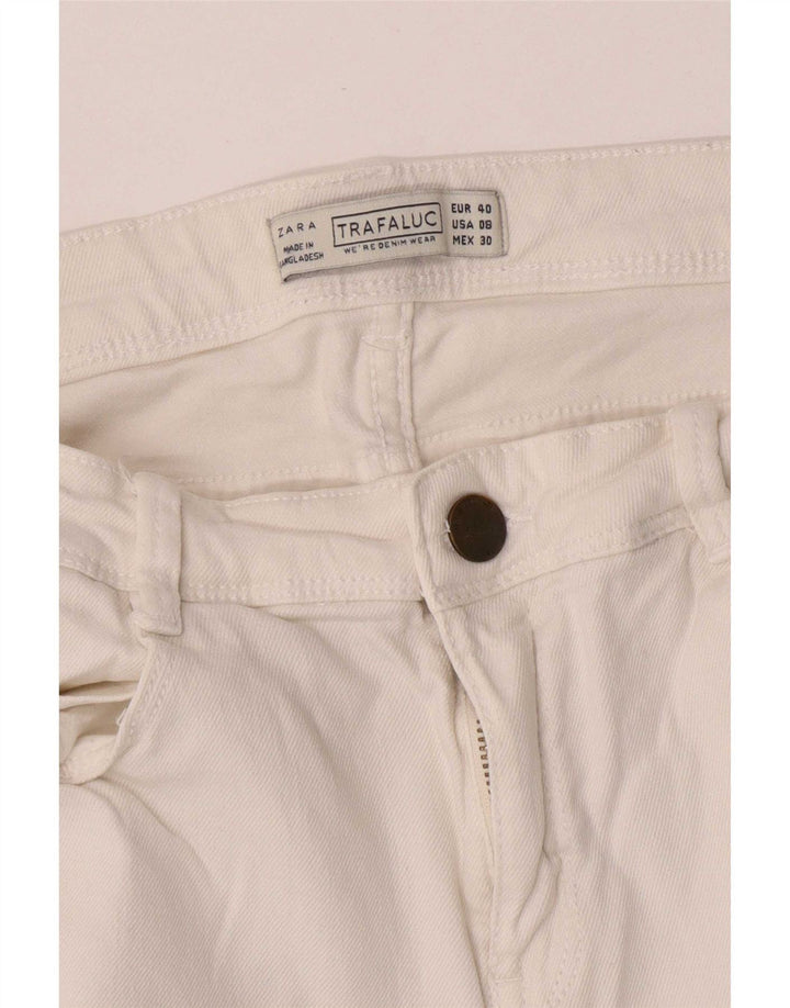 Zara Damen Trafaluc verkürzte Jeans EU 40 Medium W30 L23 Weiß