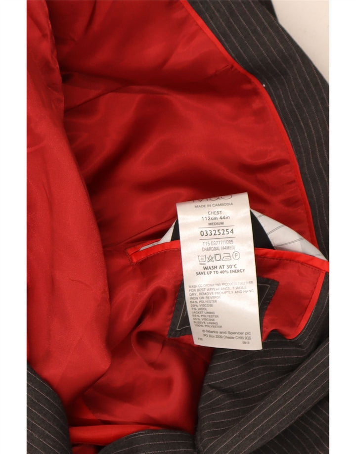 Marks & Spencer Herren-Blazer mit 2 Knöpfen, UK 44, XL, grauer Nadelstreifen