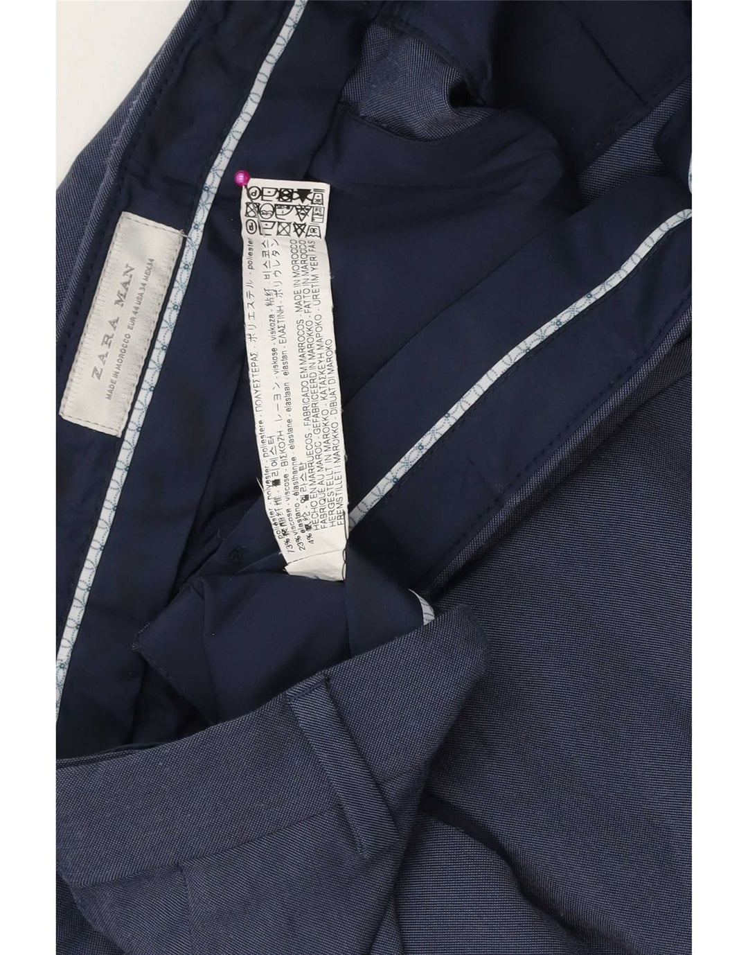 Zara Slim Chino-Hose für Herren, EU 44, Größe L, W34, L31, Blau, Polyester