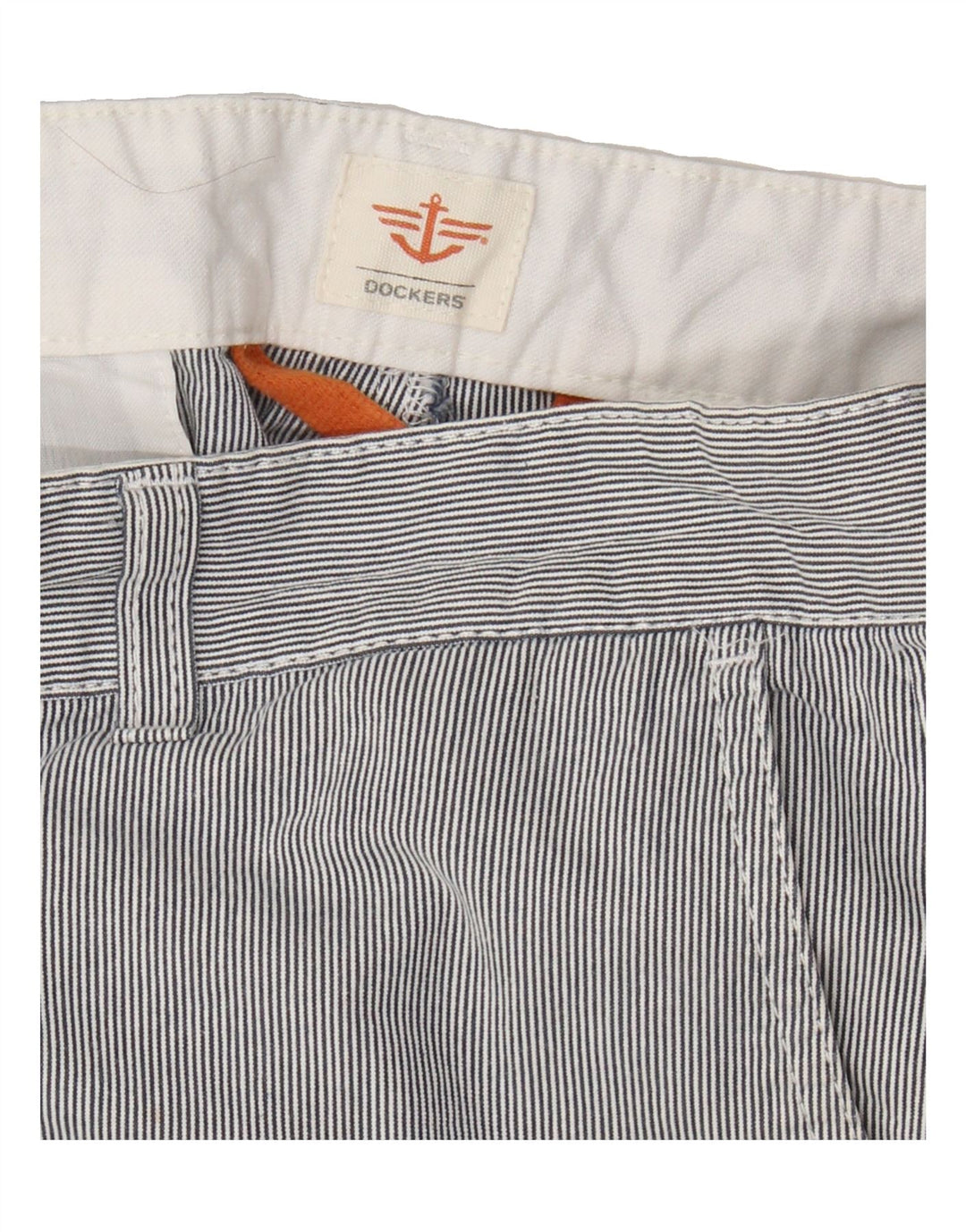 DOCKERS Mens Cargo Shorts W36 Large Navy Blue Pinstripe Cotton Vintage Dockers and Second-Hand Dockers from Messina Hembry 