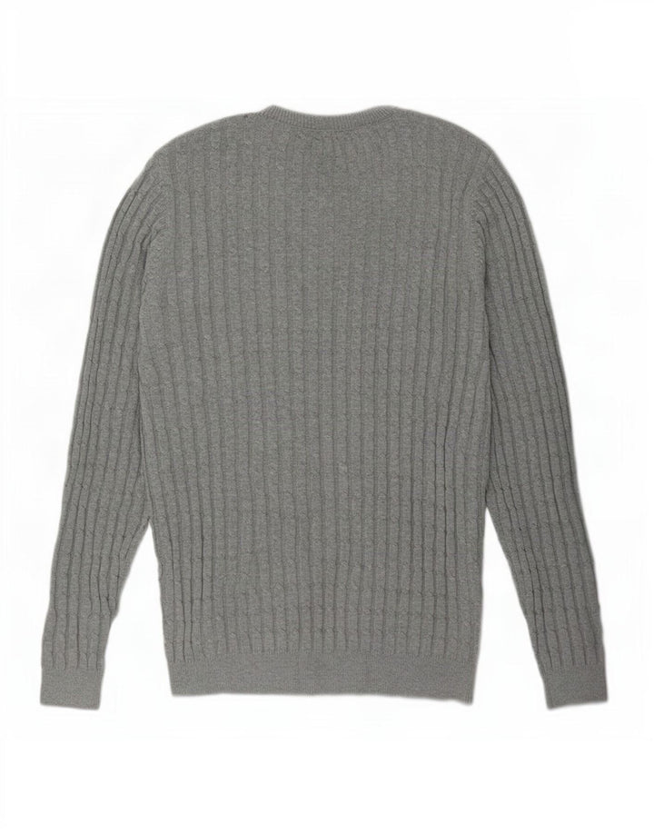 Jack Wills Herren-Pullover mit Rundhalsausschnitt, Größe L, aus grauer Baumwolle