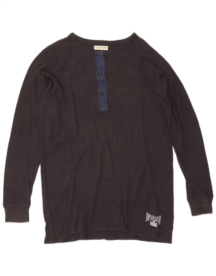 Armani Exchange Herren-Grafik-Oberteil, langärmelig, groß, graue Baumwolle