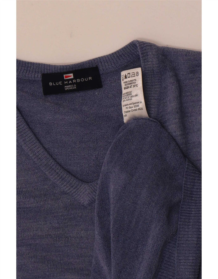Marks & Spencer Herren Blue Harbour Pullover mit V-Ausschnitt Mittelblau meliert