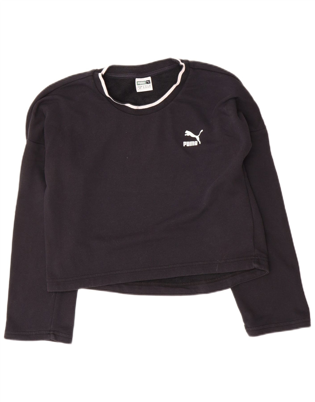 Puma Womens Oversized Crop Graphic Sweatshirt Pullover UK 10 Small Schwarz