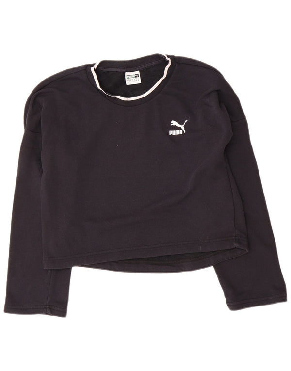 Puma Womens Oversized Crop Graphic Sweatshirt Pullover UK 10 Small Schwarz