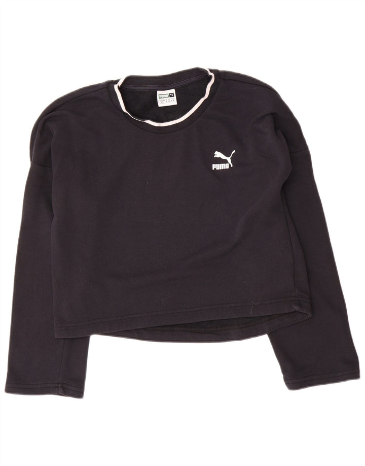 Puma Womens Oversized Crop Graphic Sweatshirt Pullover UK 10 Small Schwarz