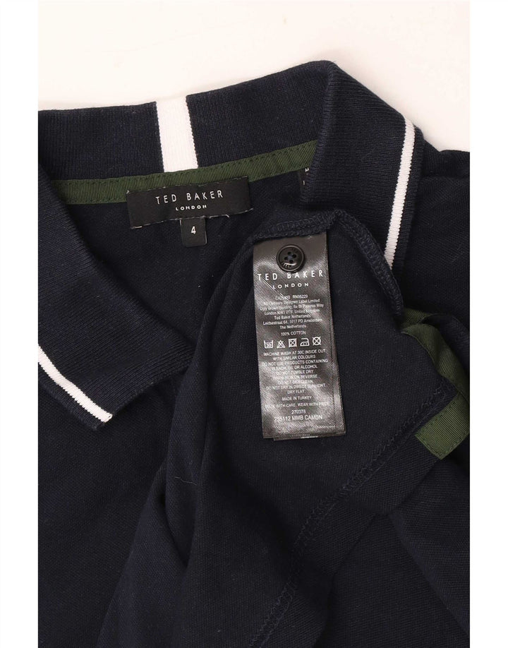 Ted Baker Herren-Poloshirt, Größe 4, groß, marineblaue Baumwolle