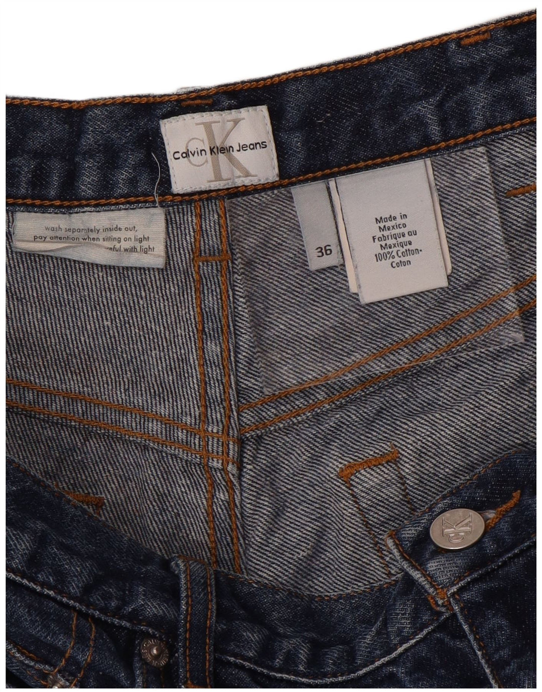 CALVIN KLEIN Herren Straight Jeans W36 L31 Blaue Baumwolle