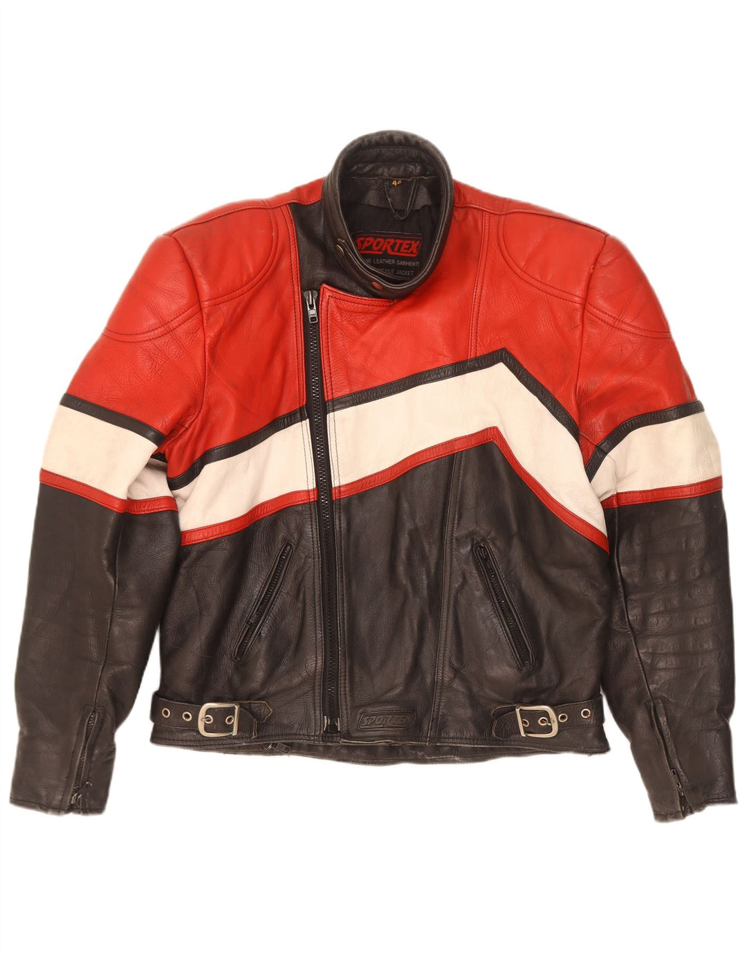 Sportex Herren Racer Jacke IT 44 XS Schwarz Colourblock Leder