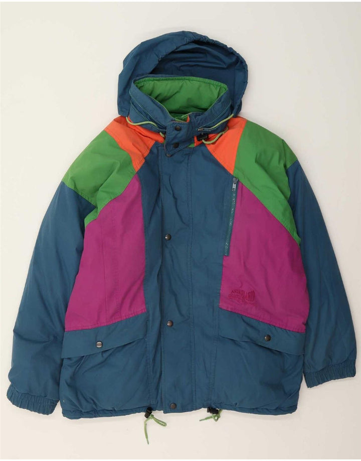 Astrolabio Wattierte Herrenjacke mit Kapuze, UK 38, Mittelgrün, Farbblock