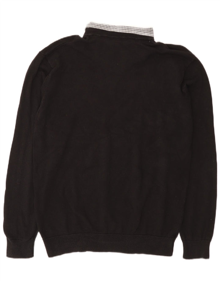 Pierre Cardin Herren-Pullover mit V-Ausschnitt, groß, aus schwarzer Baumwolle
