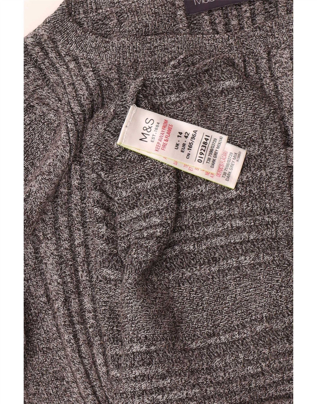 Marks & Spencer Damen Top Langarm UK 14 Mittelgrau gestreifte Viskose