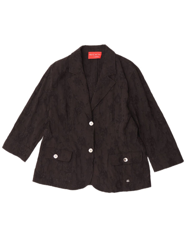 Perte by Krizia Damen-Blazerjacke mit 2 Knöpfen, Größe 25, groß, schwarz geblümt