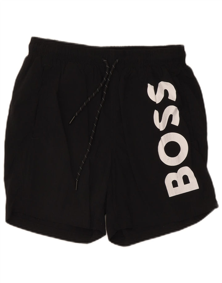 Hugo Boss Herren Badeshorts mit Grafik, Größe S, Schwarz, Polyamid