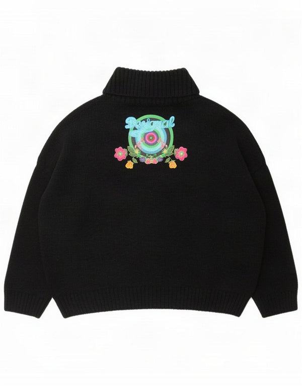 Desigual Womens Graphic Rollkragenpullover Pullover UK 16 Large Black