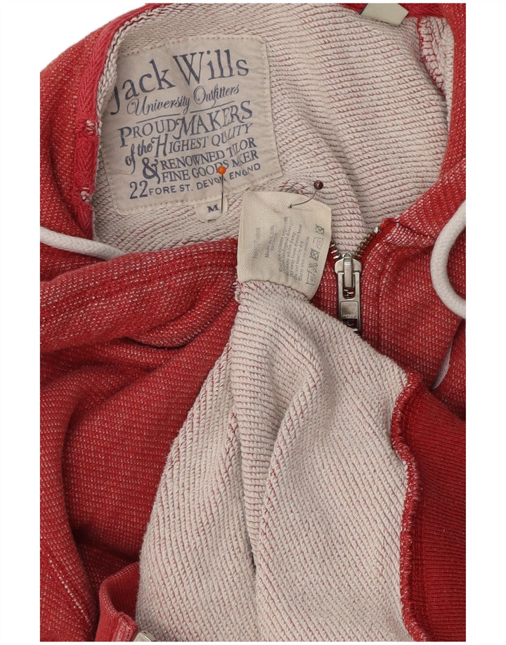 JACK WILLS Herren-Kapuzenpullover mit grafischem Reißverschluss, mittelrote Baumwolle