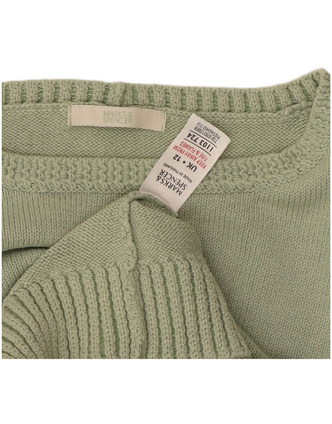 Marks & Spencer Damen-Pullover mit U-Boot-Ausschnitt, UK 12, mittelgrüne Baumwolle