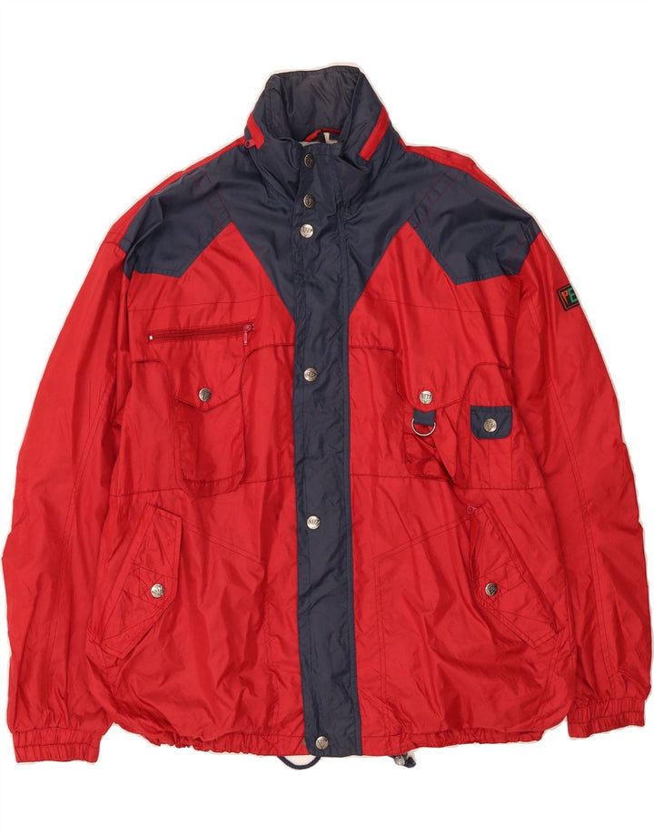VINTAGE Mens Bomber Jacket UK 40 Large Red Colourblock Polyamide Vintage Vintage and Second-Hand Vintage from Messina Hembry 