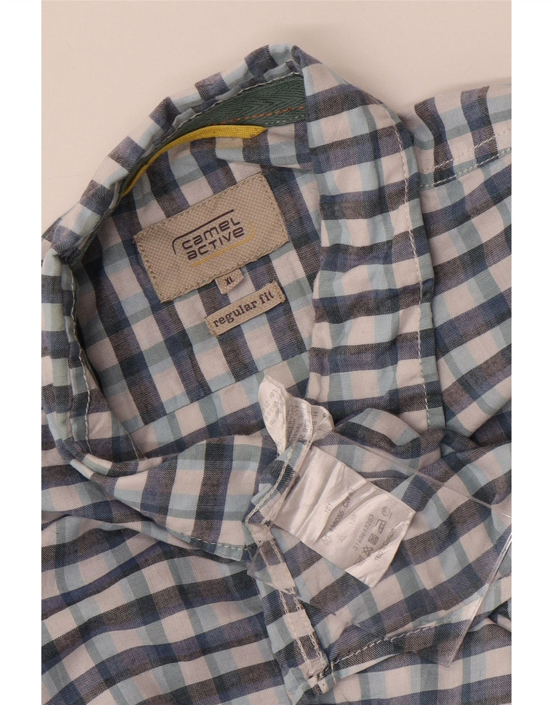 Camel Active Herren-Kurzarmhemd mit normaler Passform, XL, blau kariert, Baumwolle