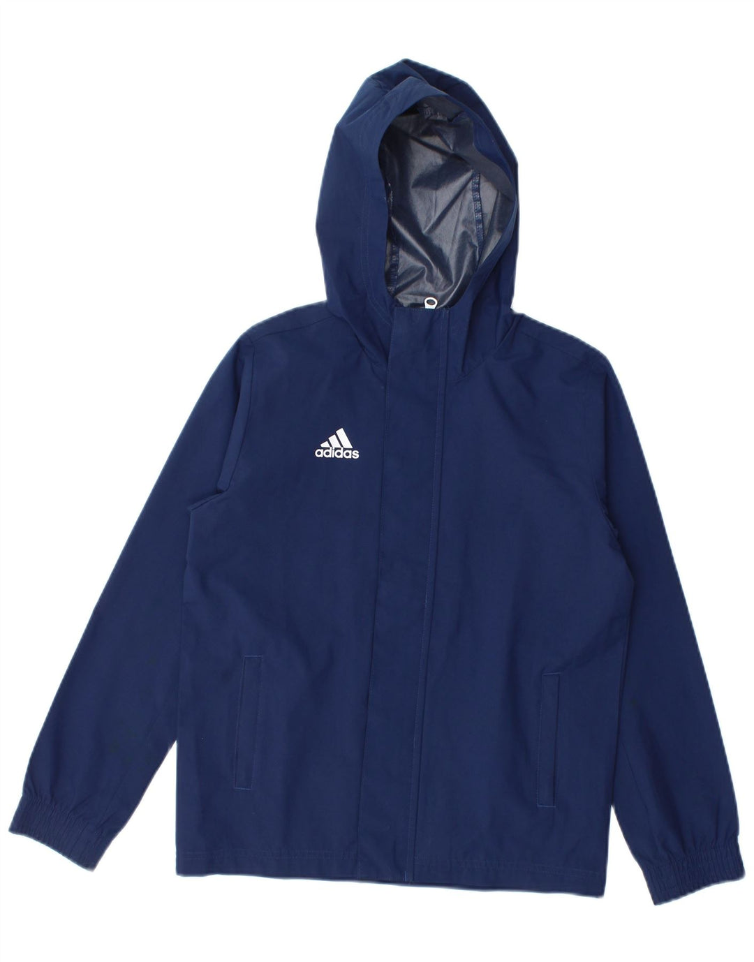 Adidas Jungen Regenjacke mit Kapuze, 9–10 Jahre, marineblaues Polyester