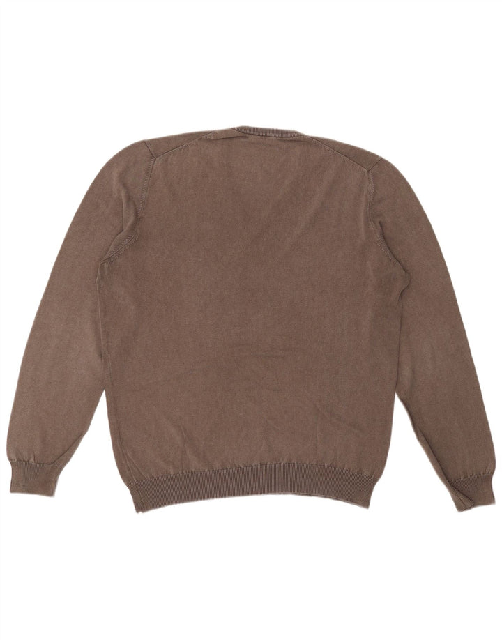 Fay Herren-Pullover mit V-Ausschnitt, IT 50, mittelgraue Baumwolle