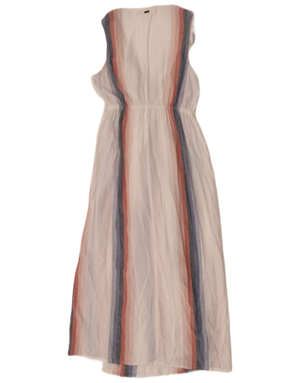 O'Neill Damen Ärmelloses Maxikleid UK 10 Small Weiß gestreifte Viskose