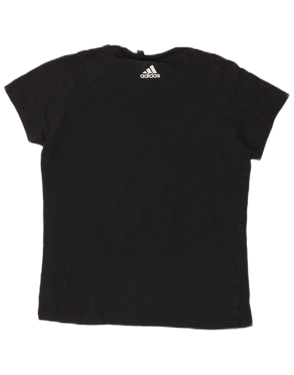 Adidas Damen Graphic T-Shirt Top UK 12 Medium Schwarz Baumwolle
