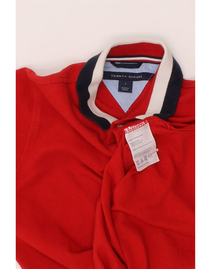 TOMMY HILFIGER Jungen Poloshirt mit Grafik, 6–7 Jahre, rote Baumwolle