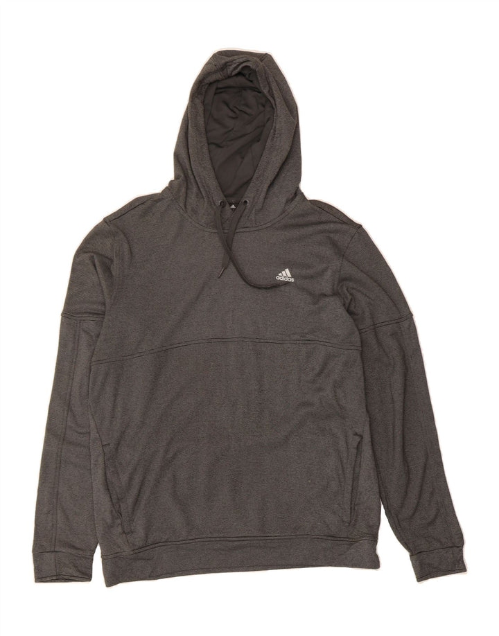 ADIDAS Mens Climalite Hoodie Jumper Large Grey Pinstripe Polyester Vintage Adidas and Second-Hand Adidas from Messina Hembry 