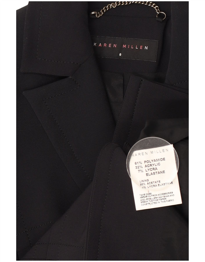 Karen Millen Damen-Blazerjacke mit 2 Knöpfen, Gr. 8, Schwarz, Polyamid
