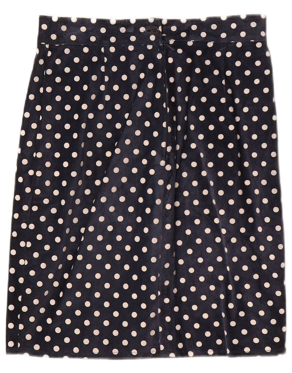Vintage Womens Straight Skirt W28 Medium Navy Blue Polka Dot